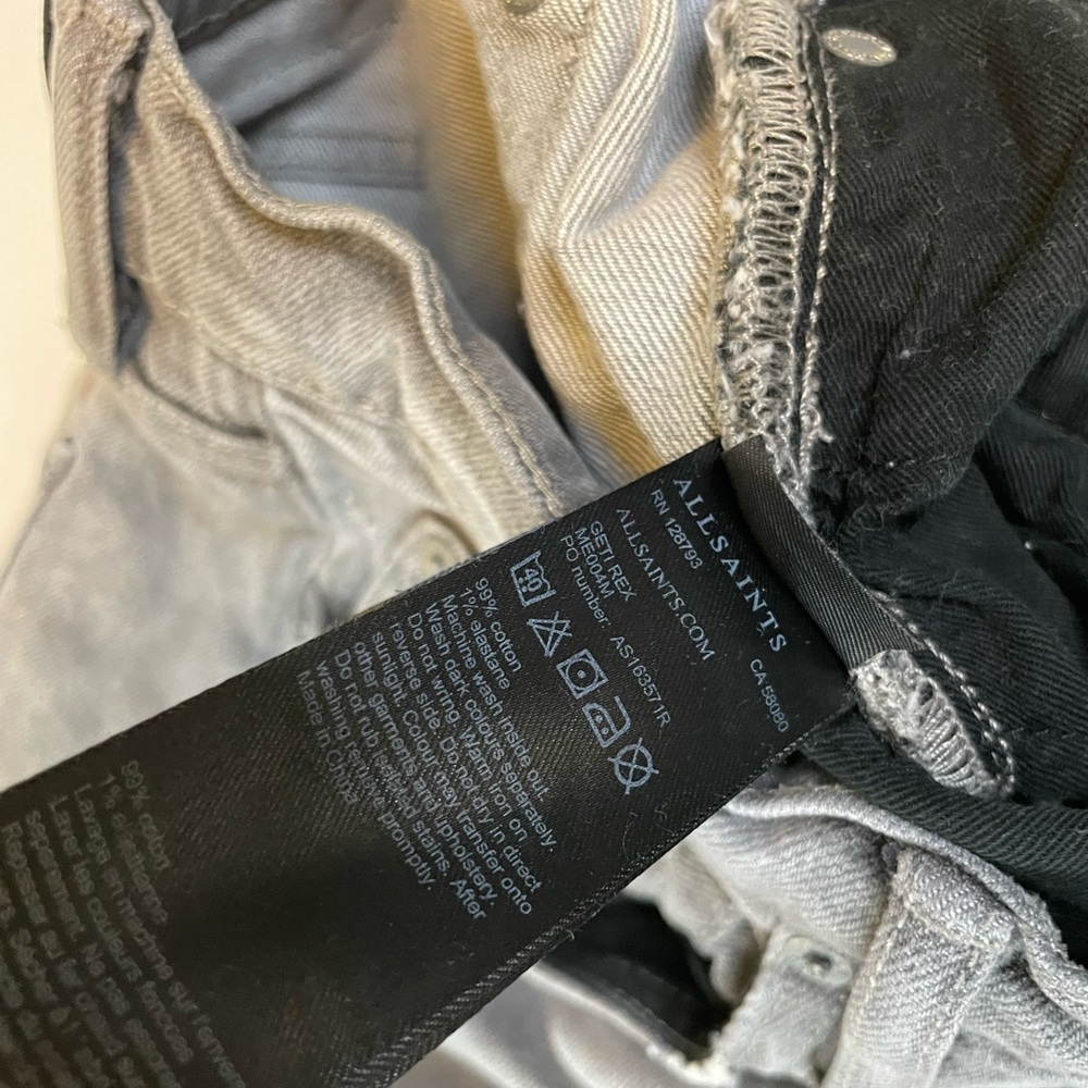 ALLSAINTS Rex Denim Jeans Men Size 32 x 32 Gray Distressed - Picture 9 of 12
